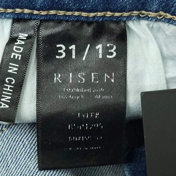 Risen Los Angeles Jeans Distressed Flare High Rise 31/13 Stretch Frayed Hem NWT