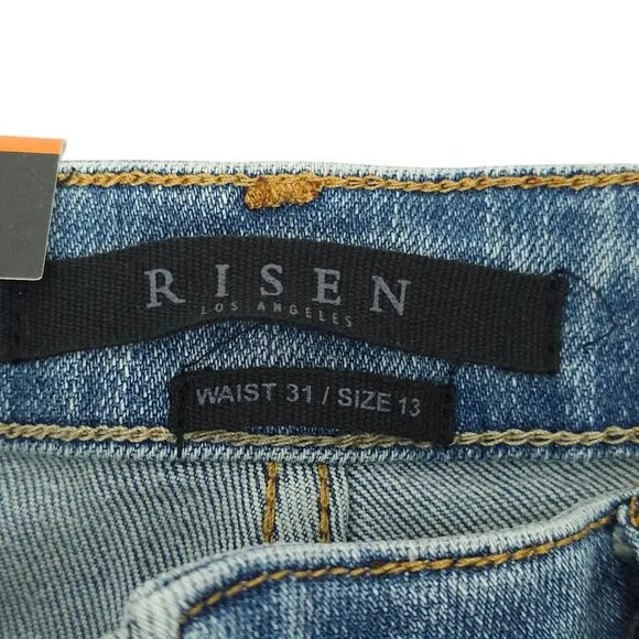 Risen Los Angeles Jeans Distressed Flare High Rise 31/13 Stretch Frayed Hem NWT