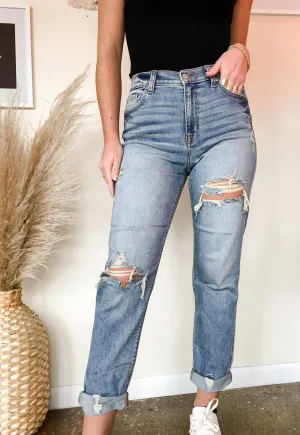 ROCKY HIGH RISE BOYFRIEND JEANS-MEDIUM WASH