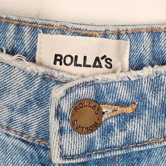 Rollas Dusters High Rise Slim Jeans Old Stone Light Wash Denim Cotton Size 28