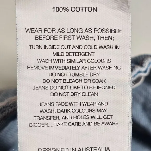 Rollas Dusters High Rise Slim Jeans Old Stone Light Wash Denim Cotton Size 28