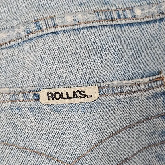 Rollas Dusters High Rise Slim Jeans Old Stone Light Wash Denim Cotton Size 28