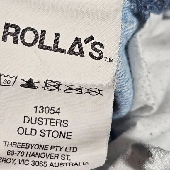 Rollas Dusters High Rise Slim Jeans Old Stone Light Wash Denim Cotton Size 28