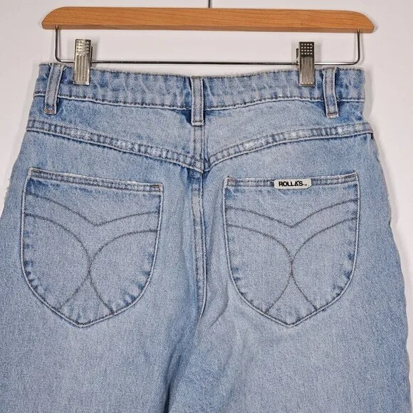 Rollas Dusters High Rise Slim Jeans Old Stone Light Wash Denim Cotton Size 28