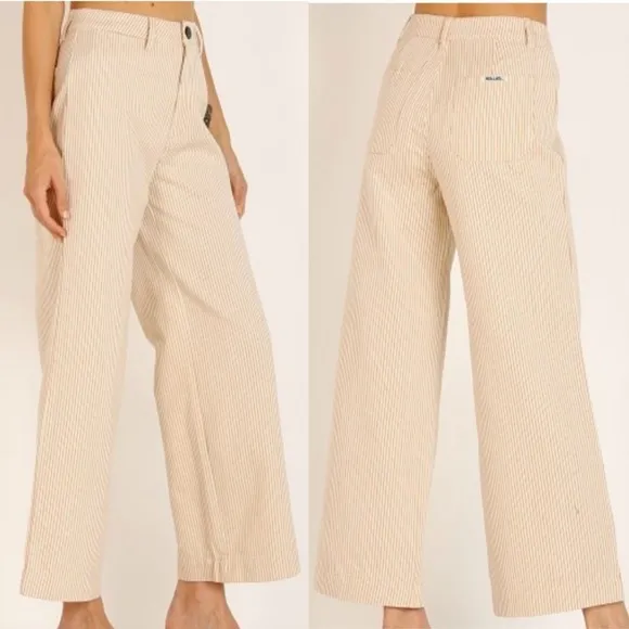 Rollas Old Mate Pant Gold Stripe Wide Leg Jeans