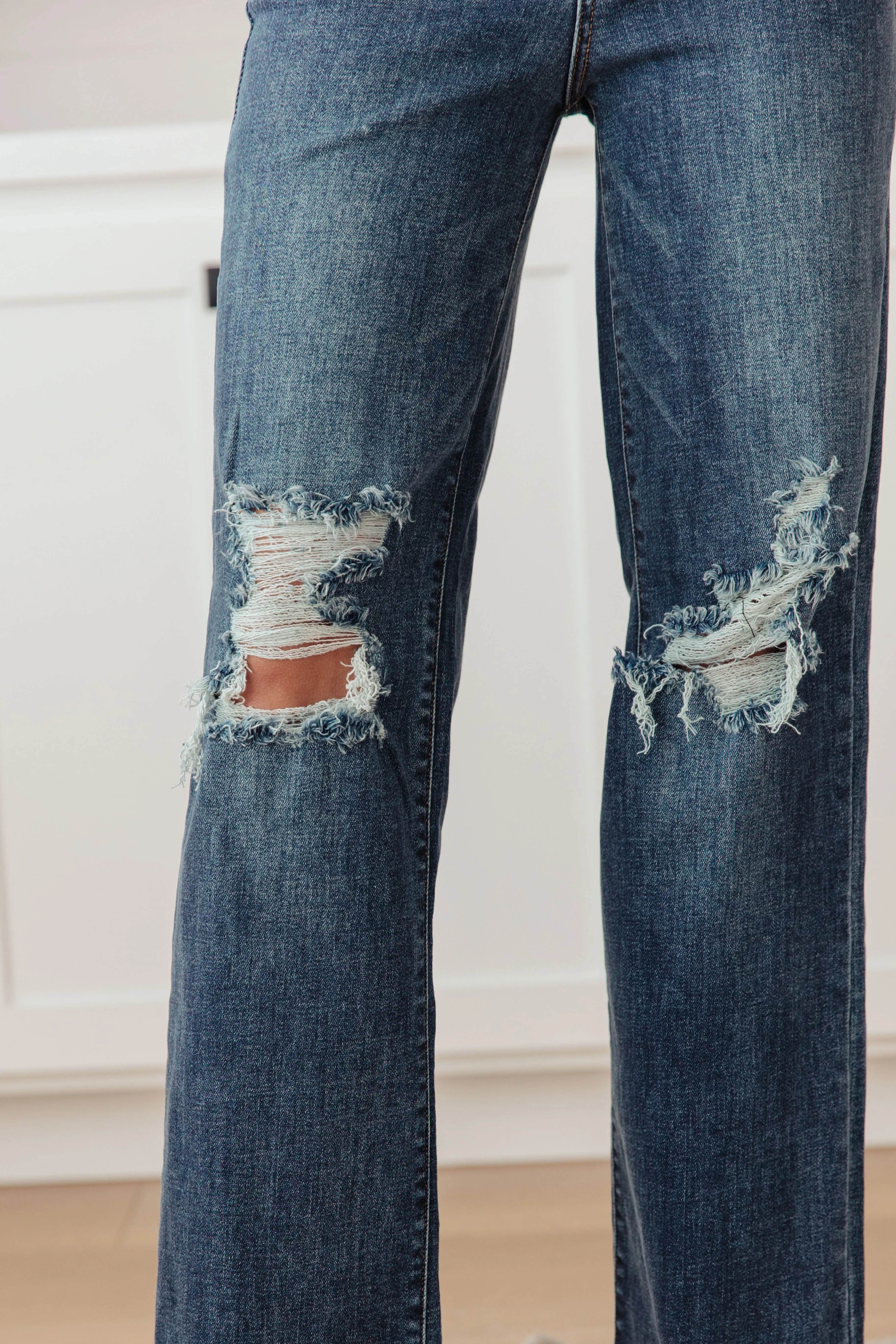 Rose High Rise 90's Straight Jeans in Dark Wash by Judy Blue
