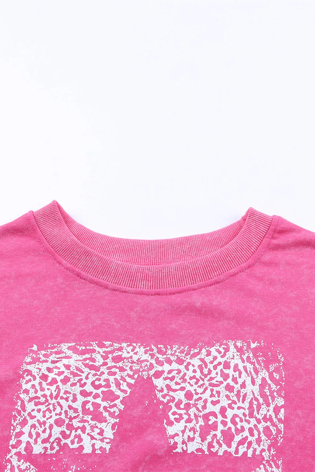 Rose Leopard Star Graphic Print Long Sleeve Sweatshirt