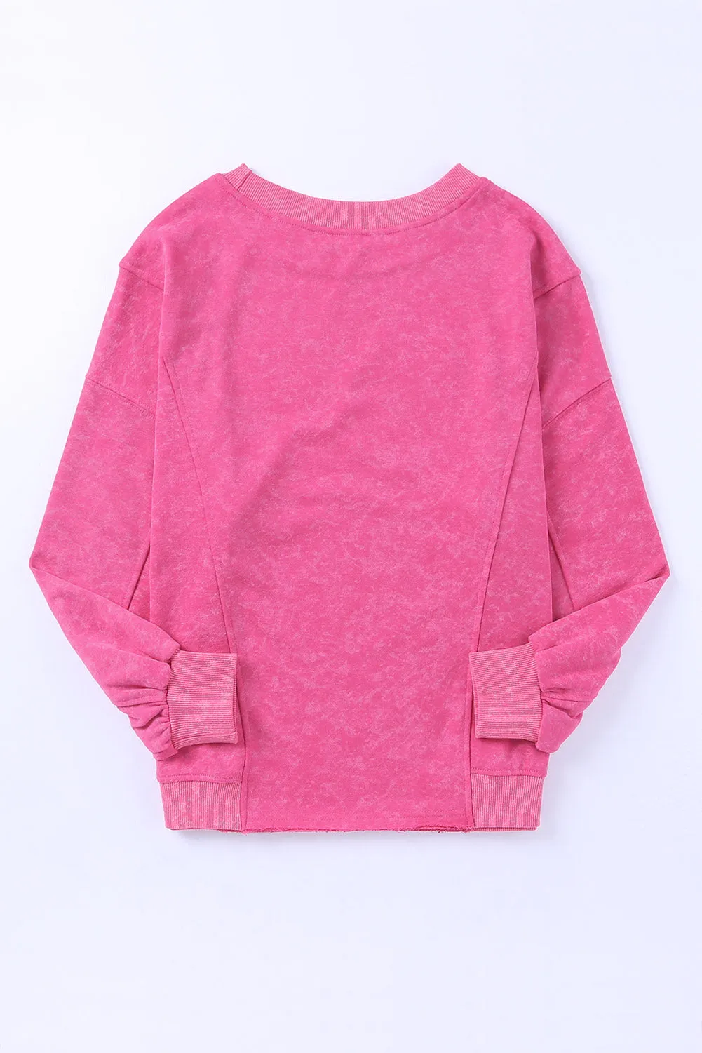 Rose Leopard Star Graphic Print Long Sleeve Sweatshirt