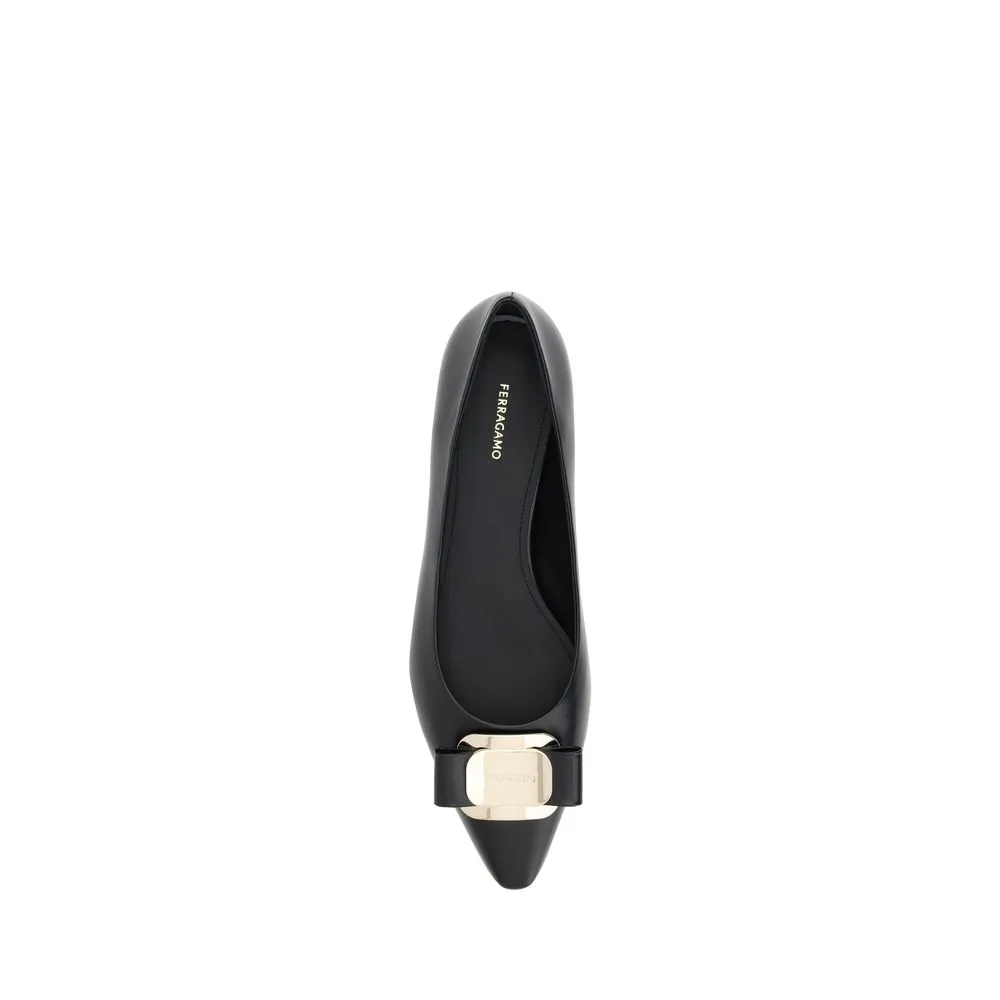 Salvatore Ferragamo Women Black Ballet Flats 100% Leather Solid Casual Moccasins