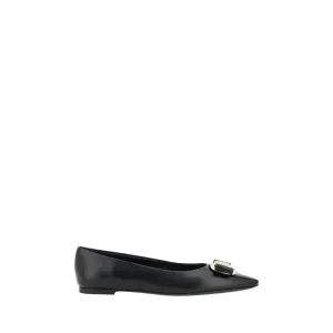 Salvatore Ferragamo Women Black Ballet Flats 100% Leather Solid Casual Moccasins