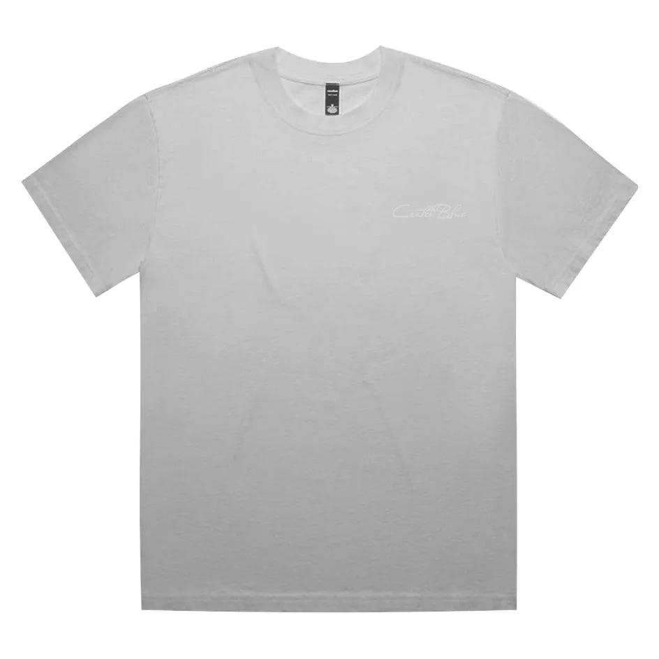 Script Cursive TShirt Faded White