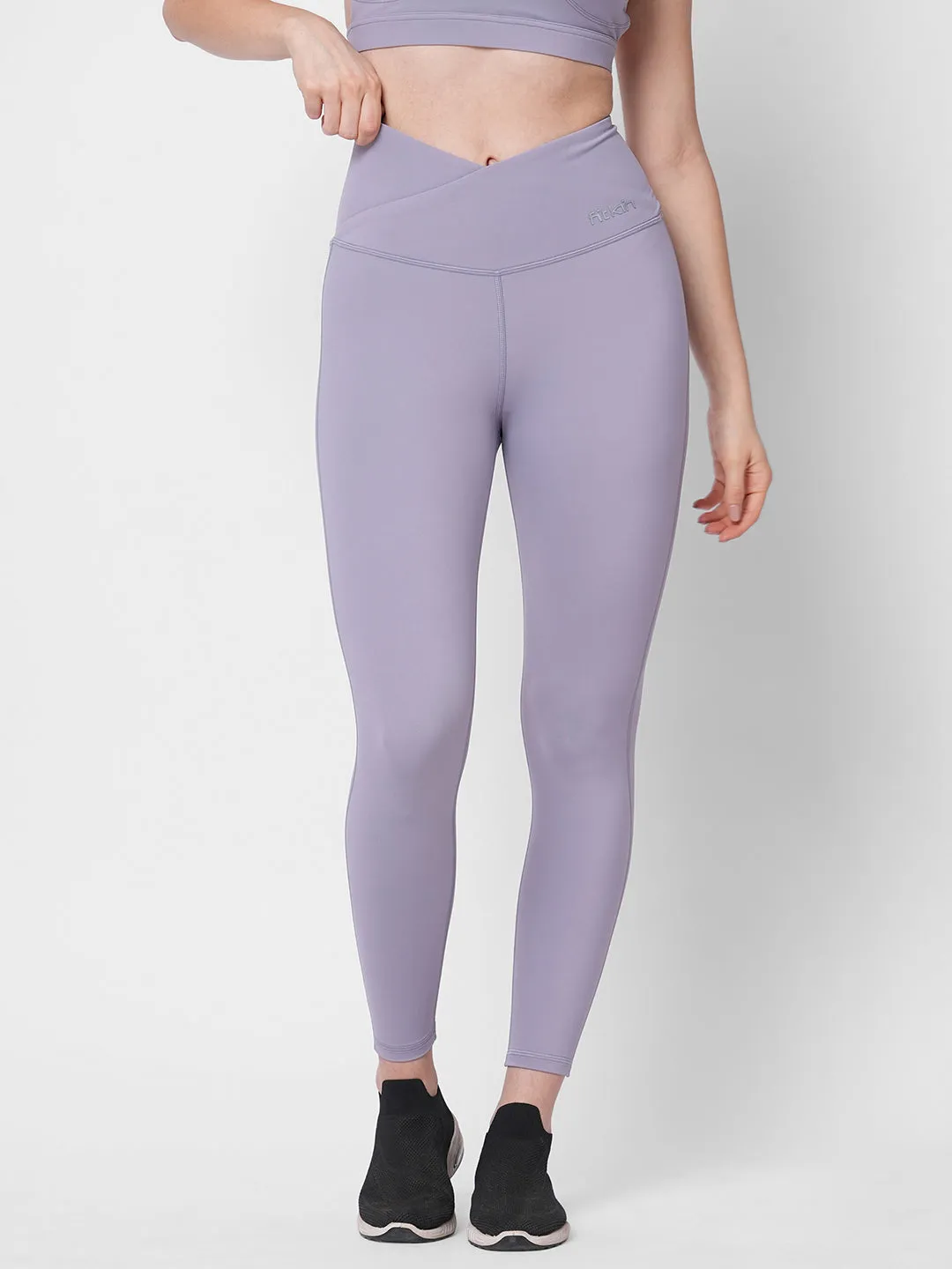 Shaping waist band lavender training tights