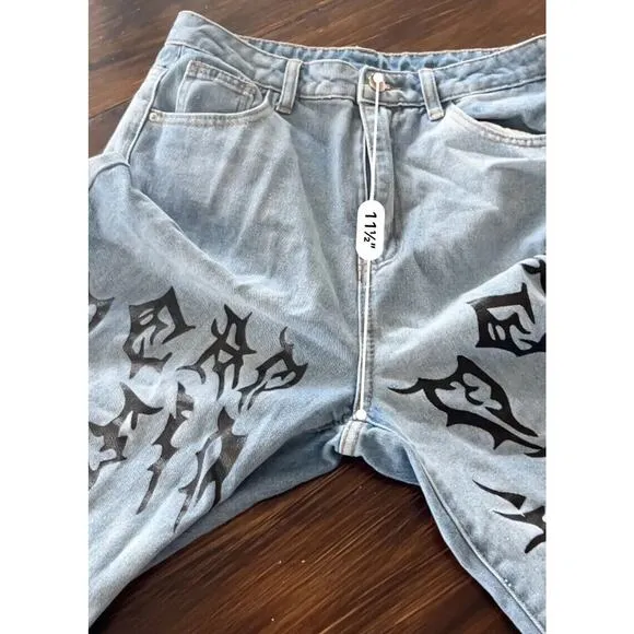 Shein 'I Hate This Town' Grunge Baggie Designer Like Boyfriend Jeans Size Medium