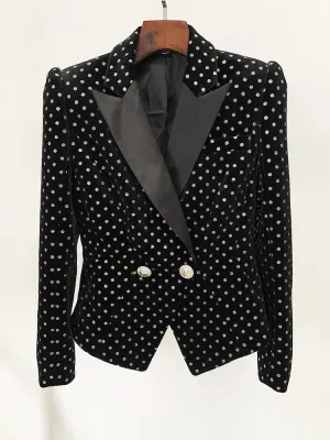 Shimmer Polka Dot Velvet Blazer