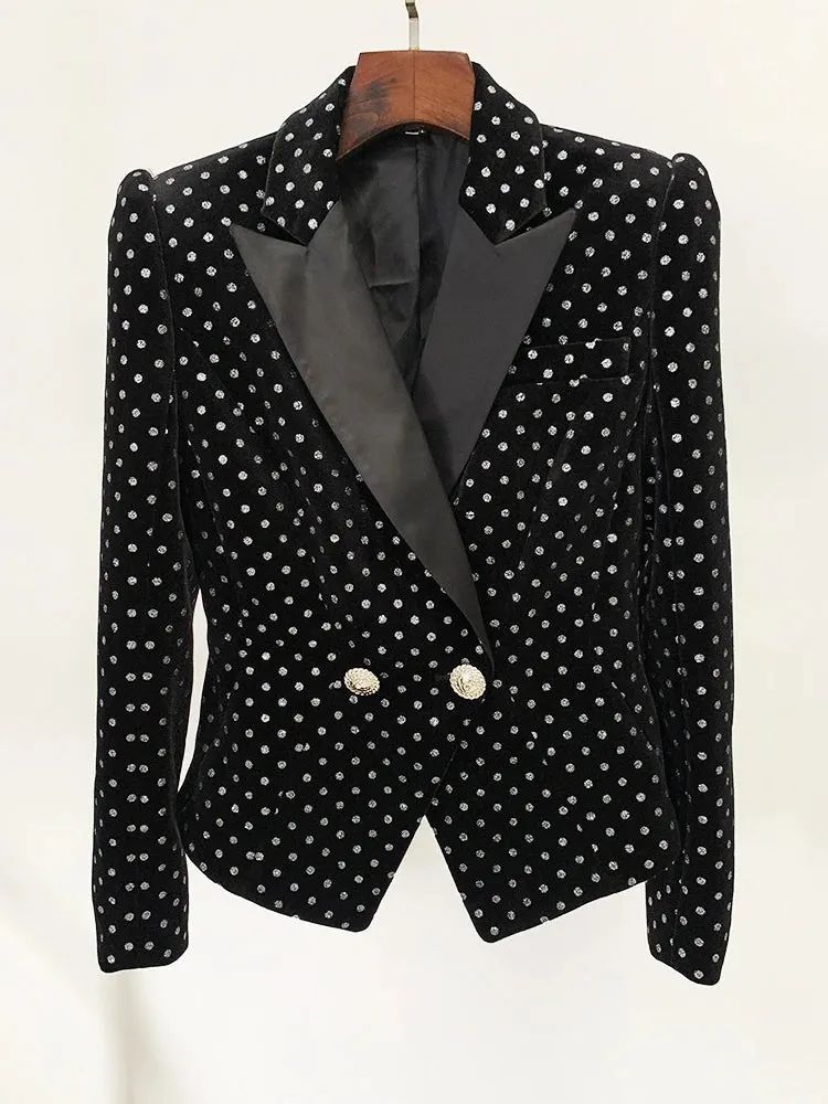 Shimmer Polka Dot Velvet Blazer