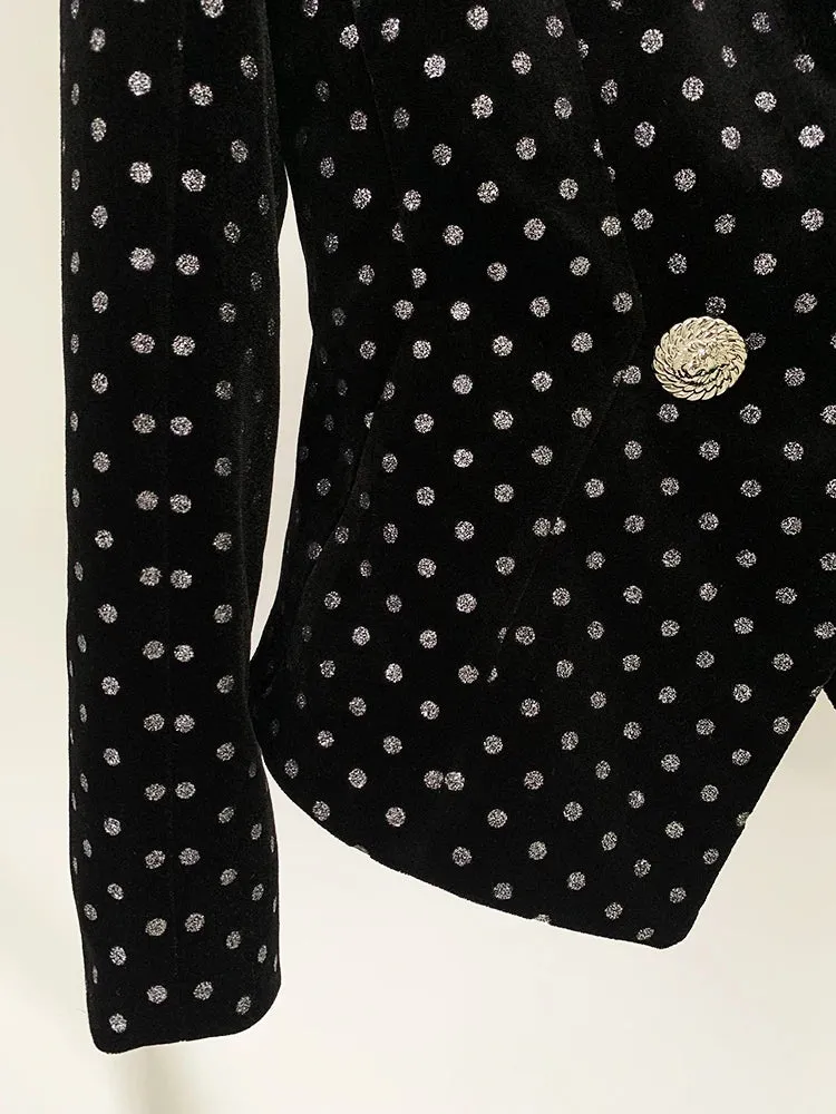 Shimmer Polka Dot Velvet Blazer