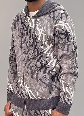 Si Tu Veux WAVE-LOGO ZIP FRONT HOODIE (CAVIAR)