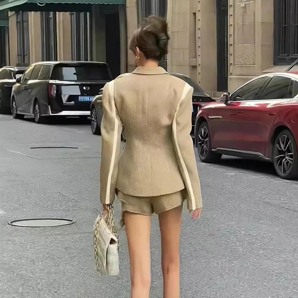 Single Breasted Slim Blazers   High Waist Shorts