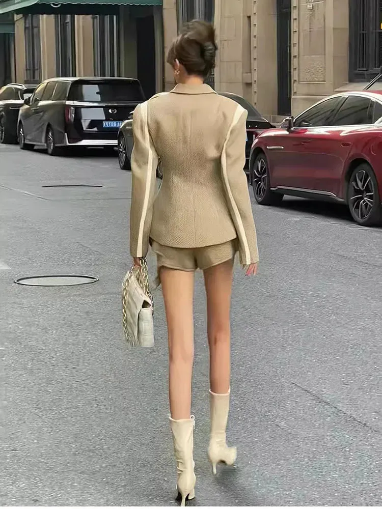 Single Breasted Slim Blazers   High Waist Shorts