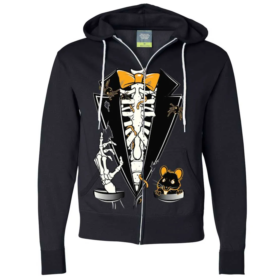 Skeleton Ribcage Tuxedo Zip-Up Hoodie