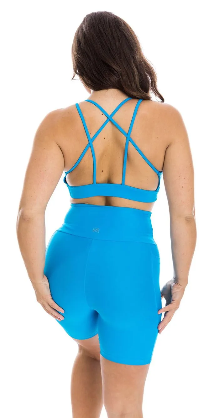 Sky Blue Eco Midi Shorts with Pockets