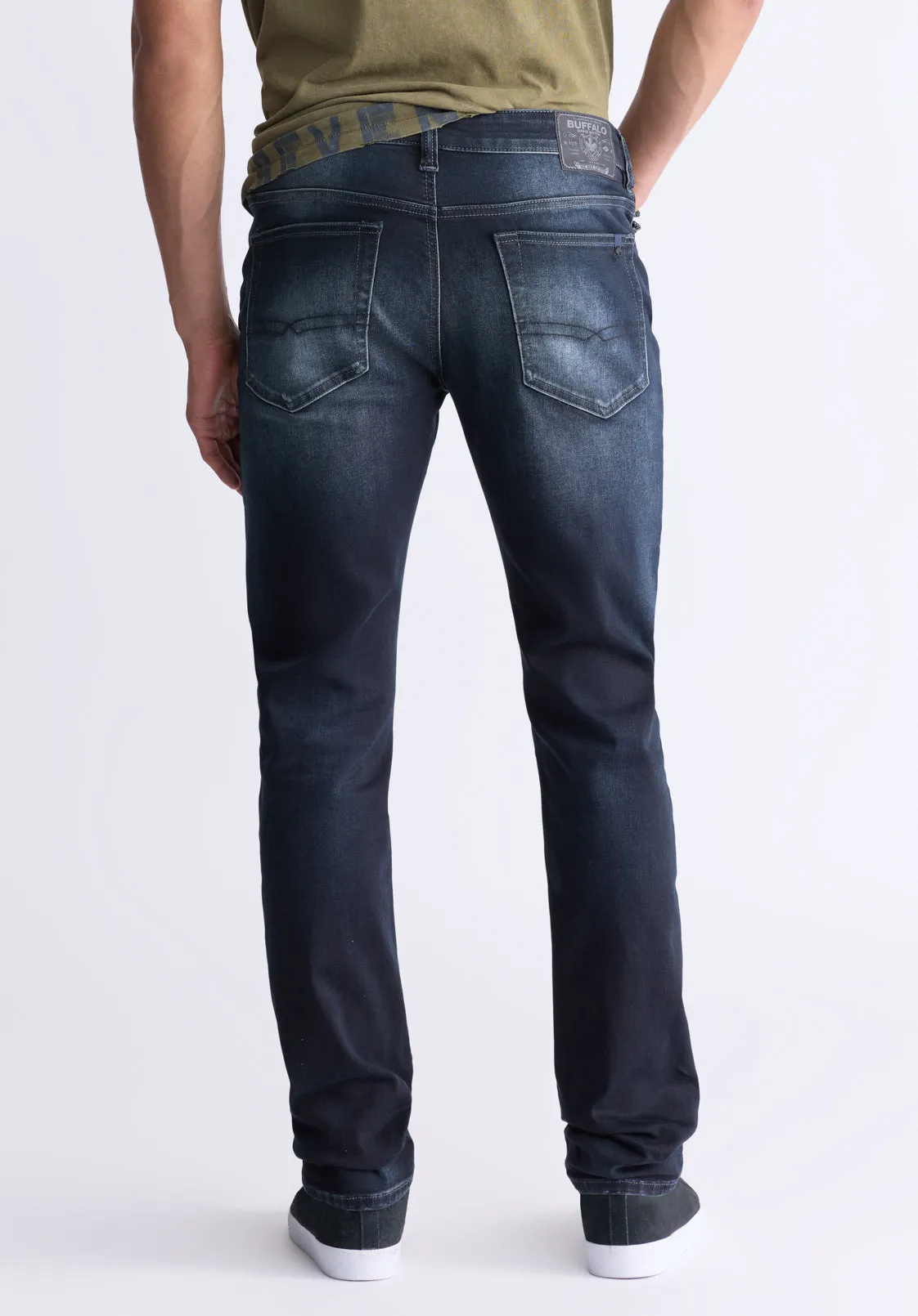 Slim Ash Men's Jeans, Crinkled and Sanded Dark Indigo - BM26012