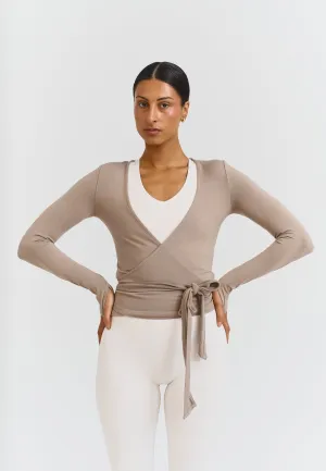 Soft Ballet Wrap Top - Clay