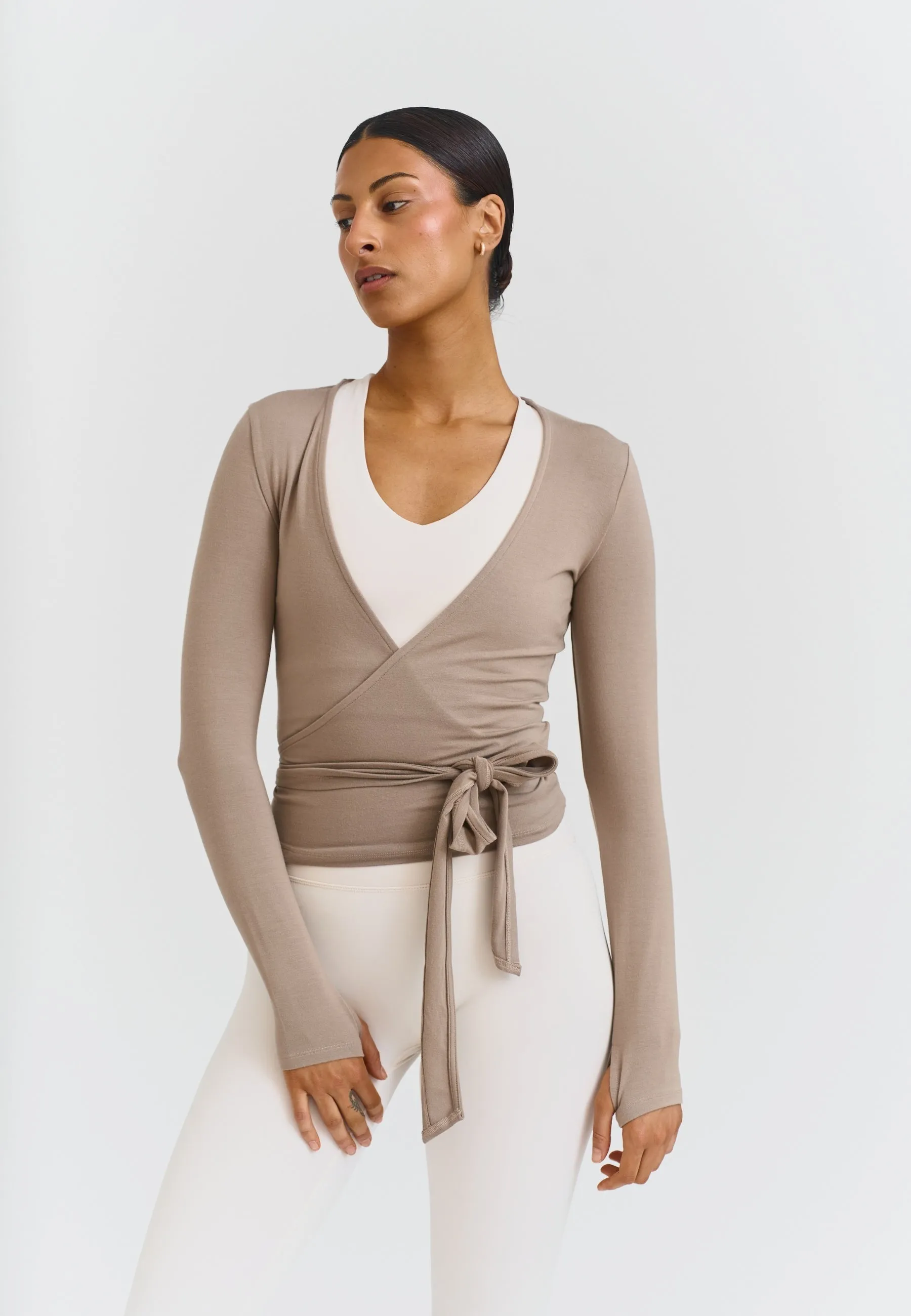 Soft Ballet Wrap Top - Clay