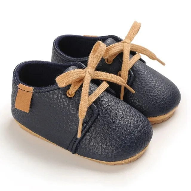 Soft Leather Baby Moccasins Shoes Newborn Rubber Sole First Walkers Floral Border Toddler Shoes Infant Girls Anti-slip Prewalker