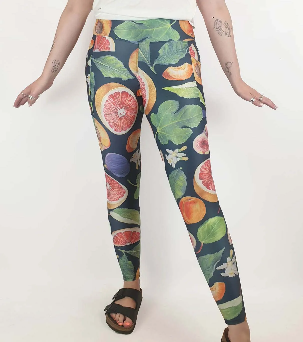 Solomon Street medetteranean fruit print yoga pants size 12