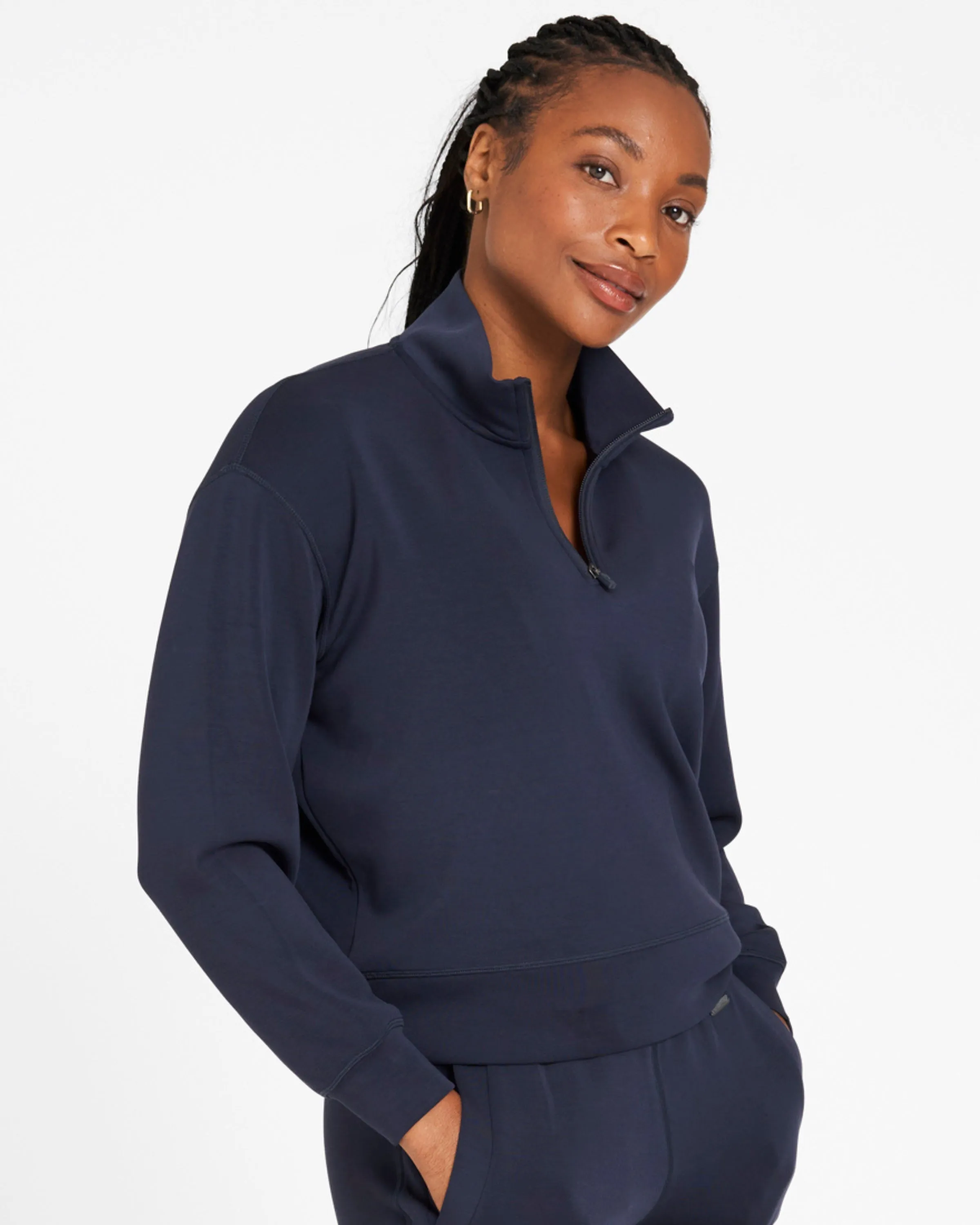 Studio UltraSoft 1/4 Zip Sweatshirt Outerspace Navy