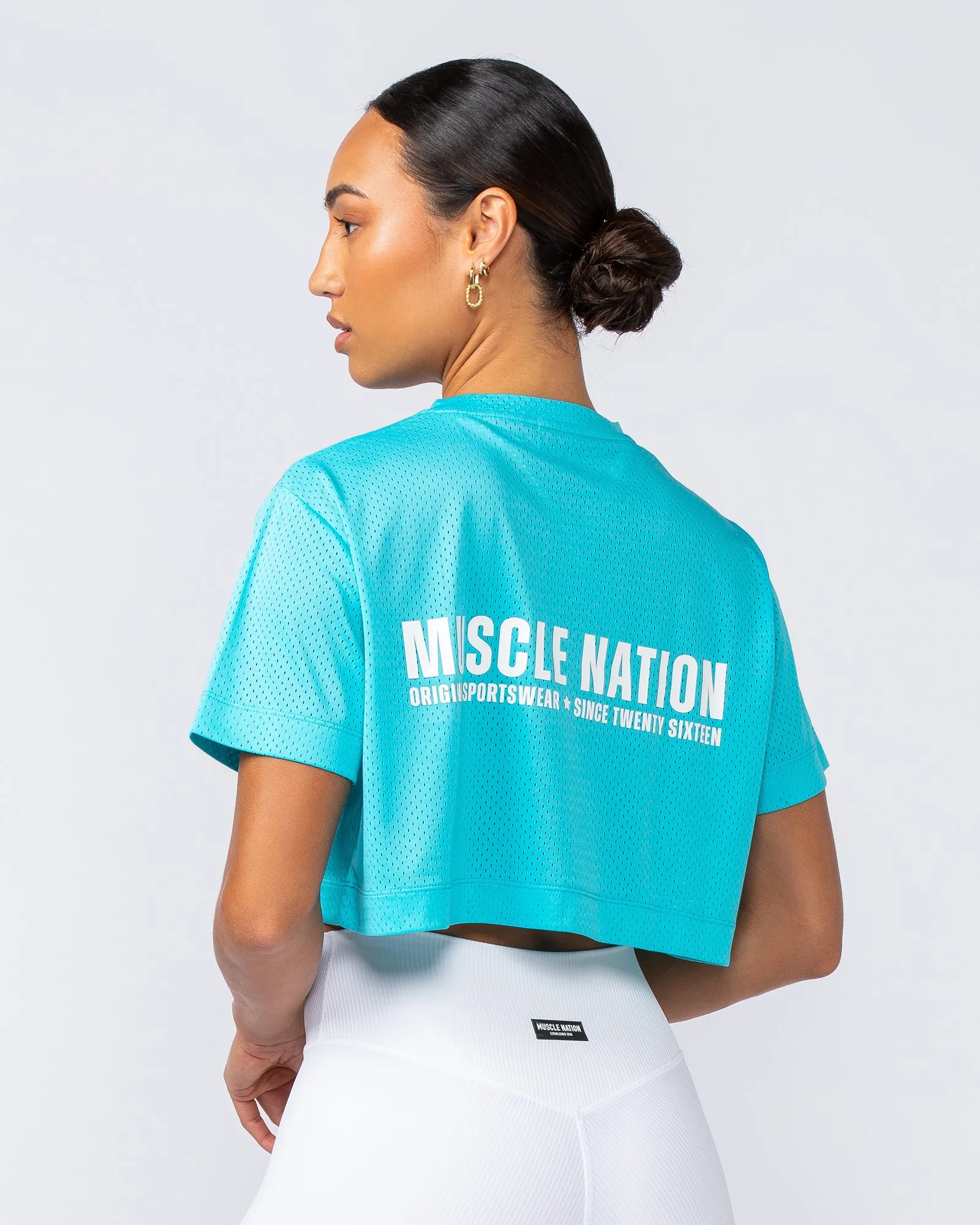 Swift Cropped Training Tee - Capri Blue