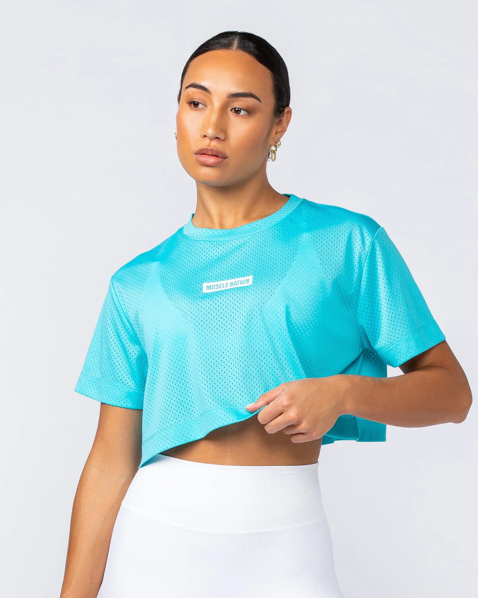 Swift Cropped Training Tee - Capri Blue