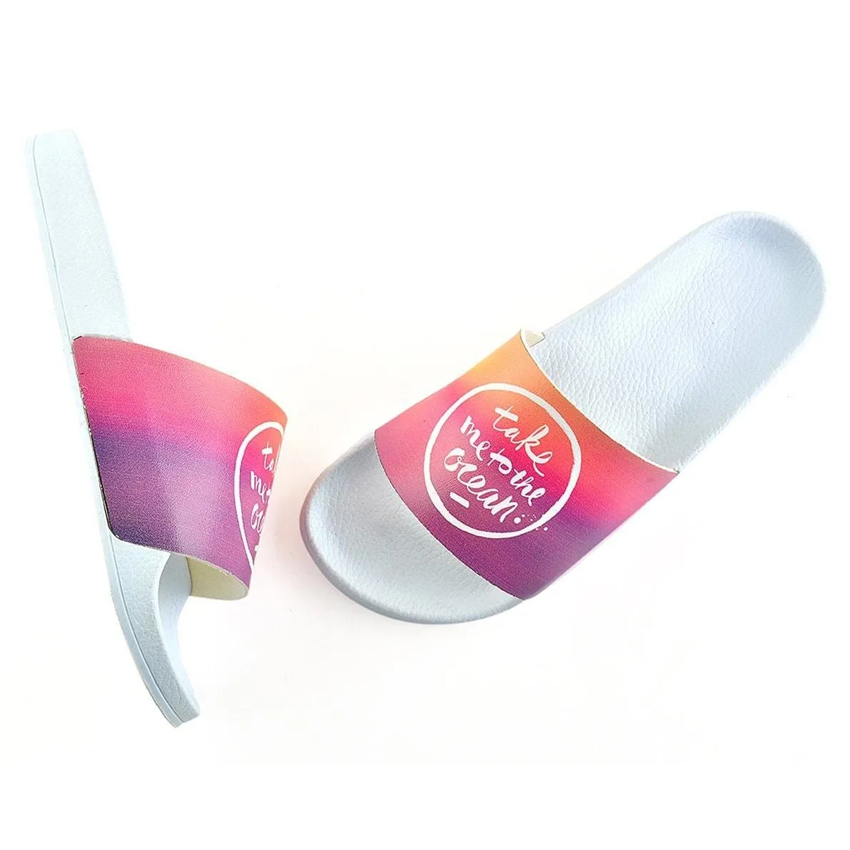 Take me to the Ocean Written and Colored Watercolor Patterned Sandal - CAP114
