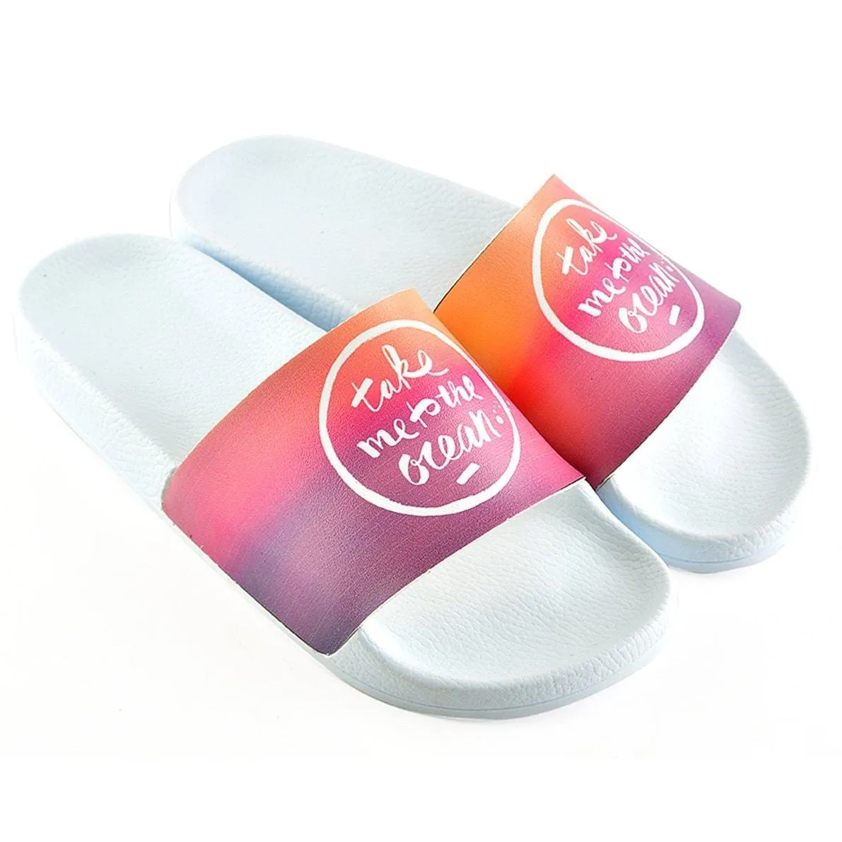 Take me to the Ocean Written and Colored Watercolor Patterned Sandal - CAP114