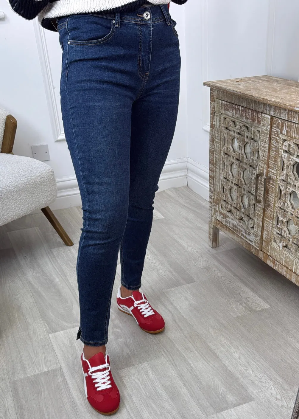 Tara Dark Blue Mid Rise Waist Jeans