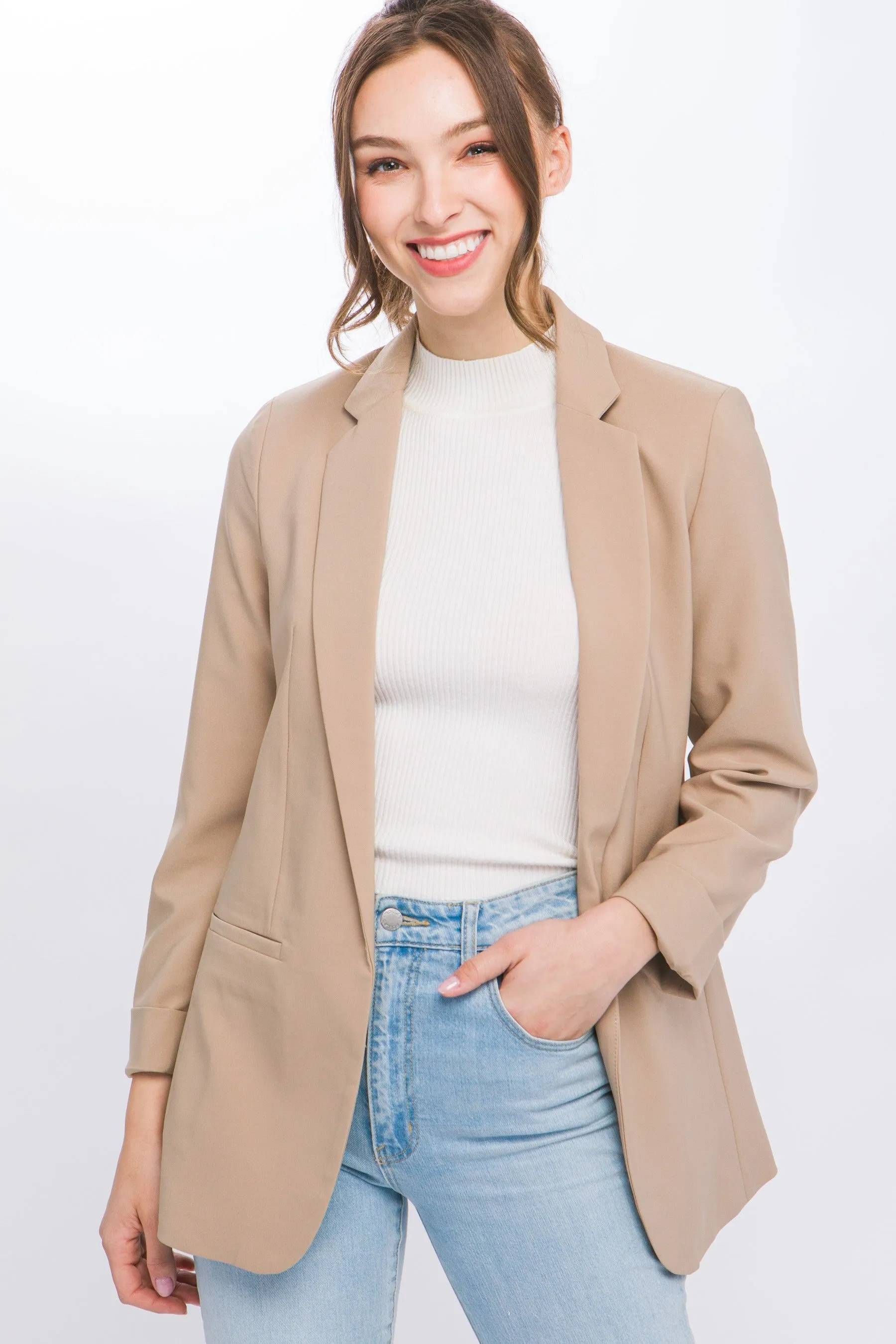 TAYLOR OPEN FRONT BLAZER // 2 COLORS