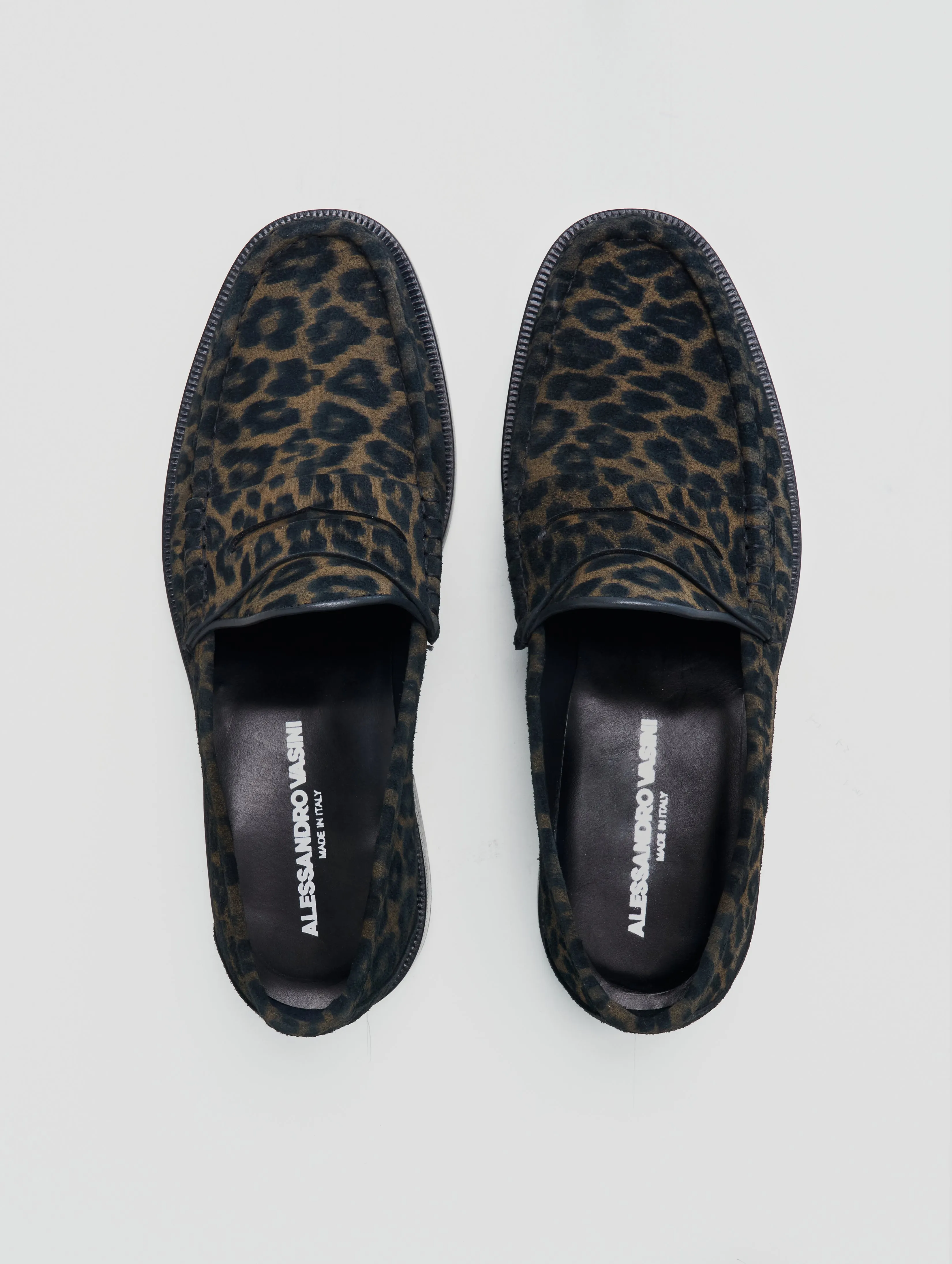 THEO PENNY LOAFER IN LEOPARD SUEDE