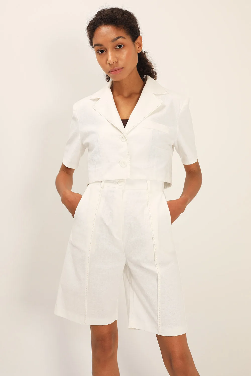 Tinsley Contrast Stitch Crop Jacket