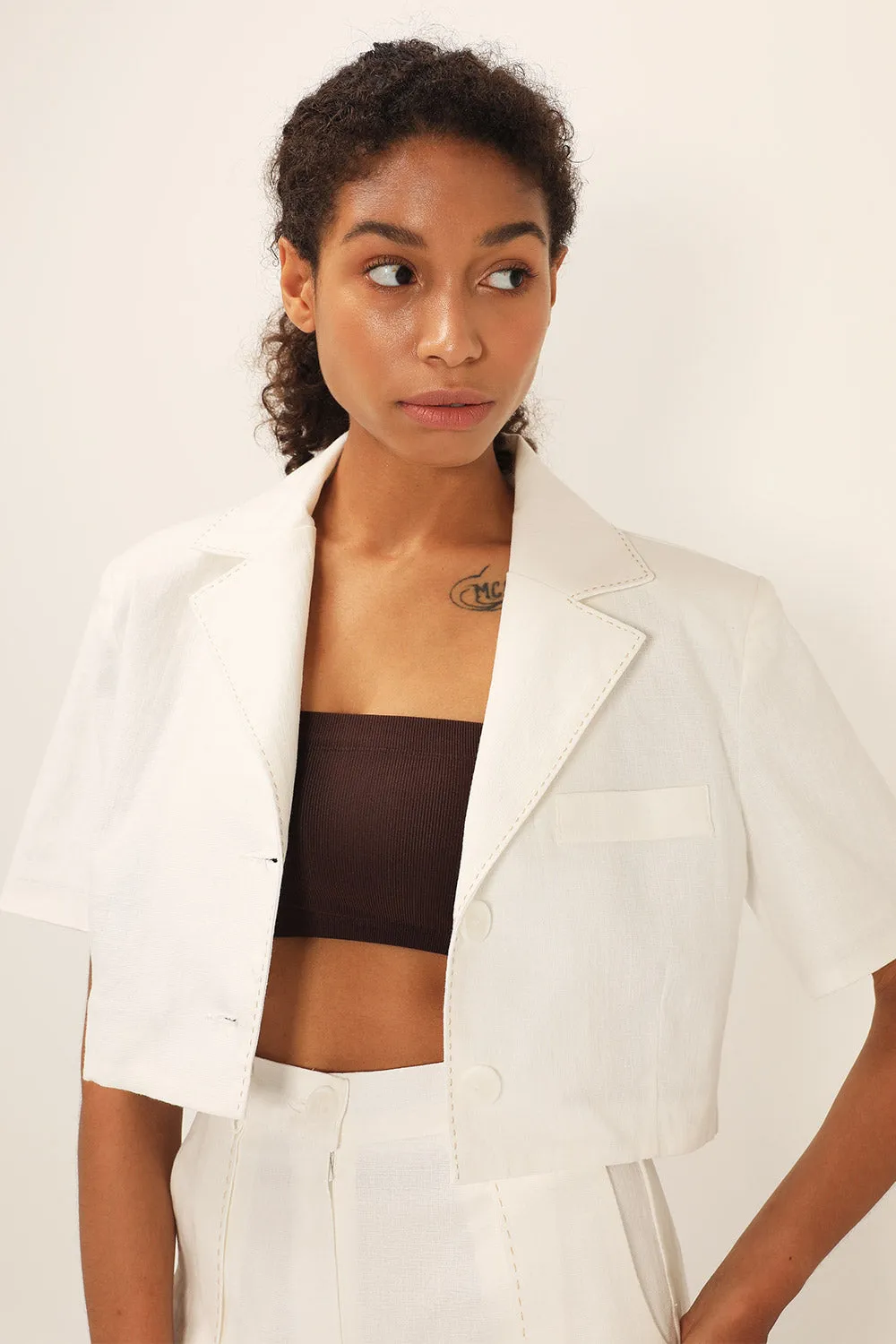 Tinsley Contrast Stitch Crop Jacket