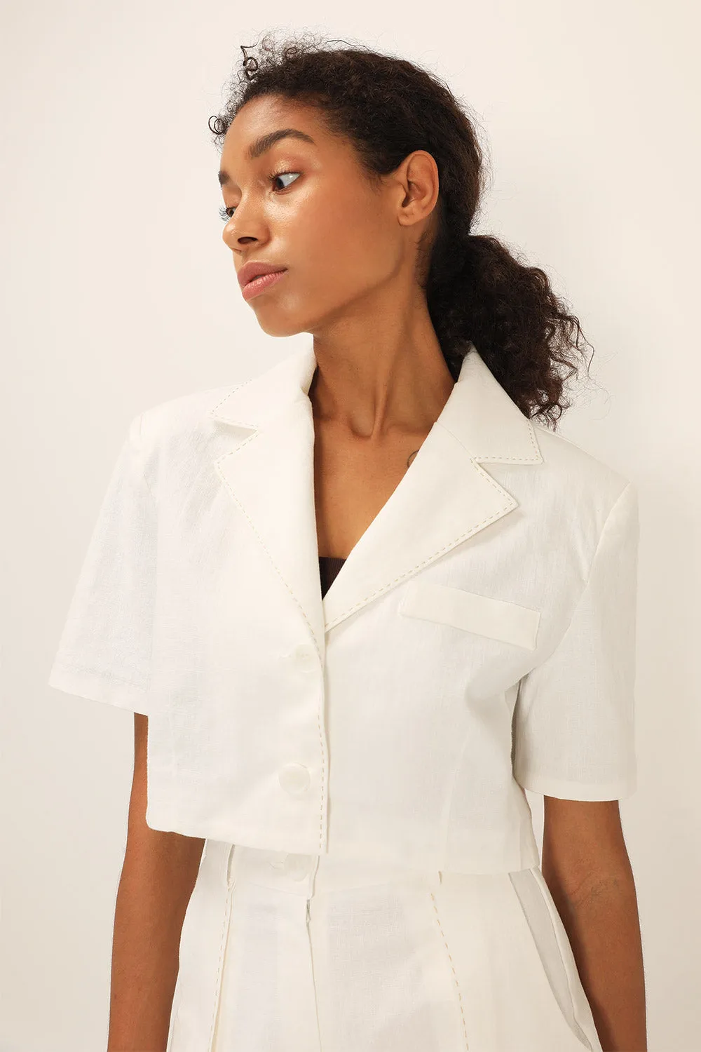 Tinsley Contrast Stitch Crop Jacket