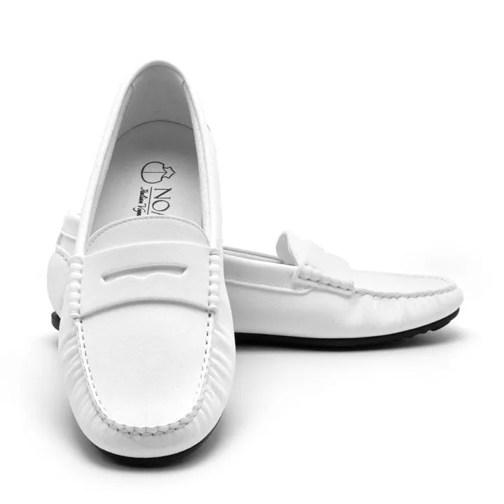 Tony Men's Vegan Suede Moccasins | White