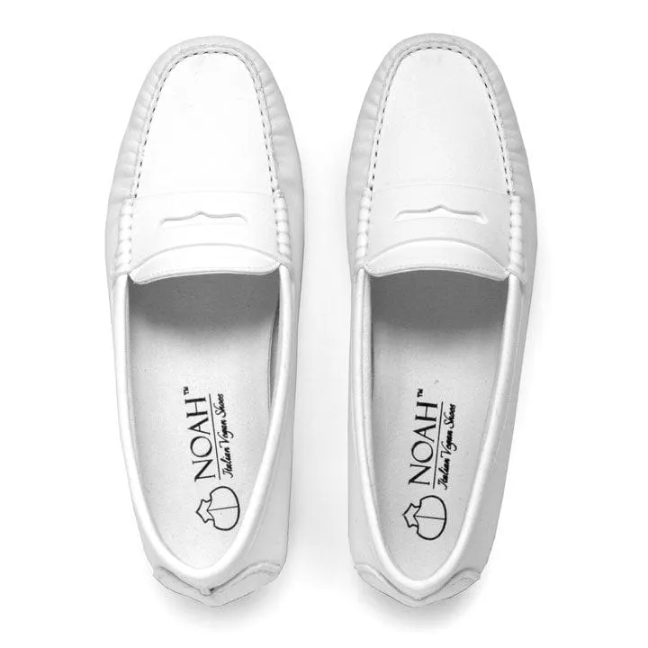 Tony Men's Vegan Suede Moccasins | White