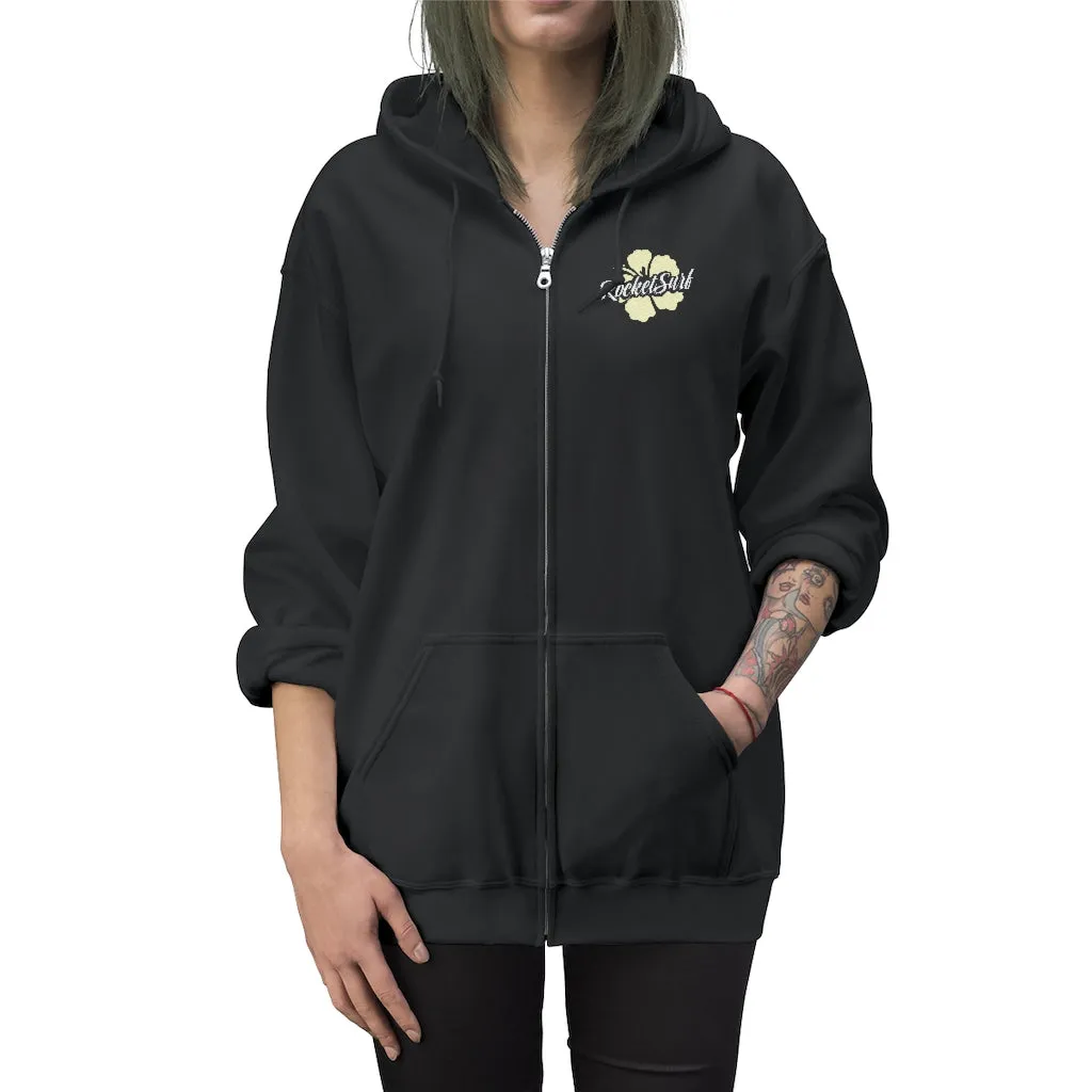 Unisex Zip Up Hoodie Yellow Flower
