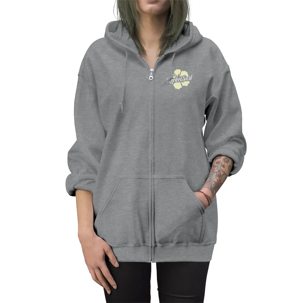 Unisex Zip Up Hoodie Yellow Flower