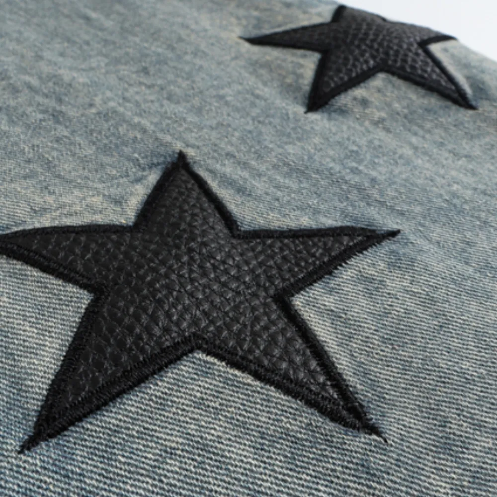 Vintage Star Embroidery Distressed Jeans