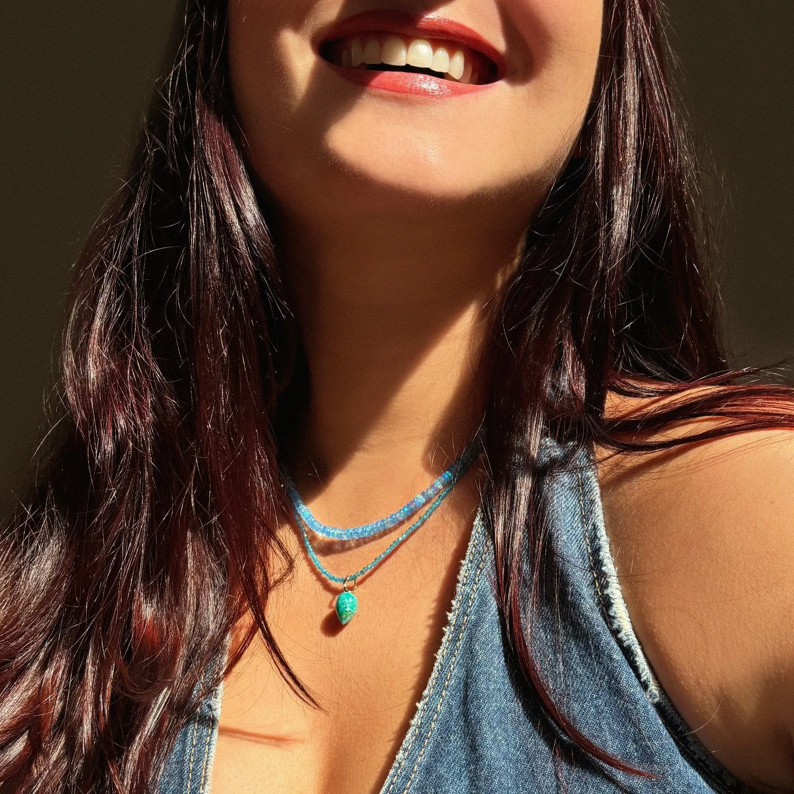 WASHED DENIM OPAL NECKLACE
