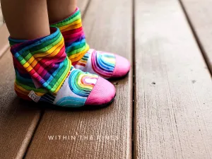 Watercolor Rainbow Stripe Wrap Around Boots