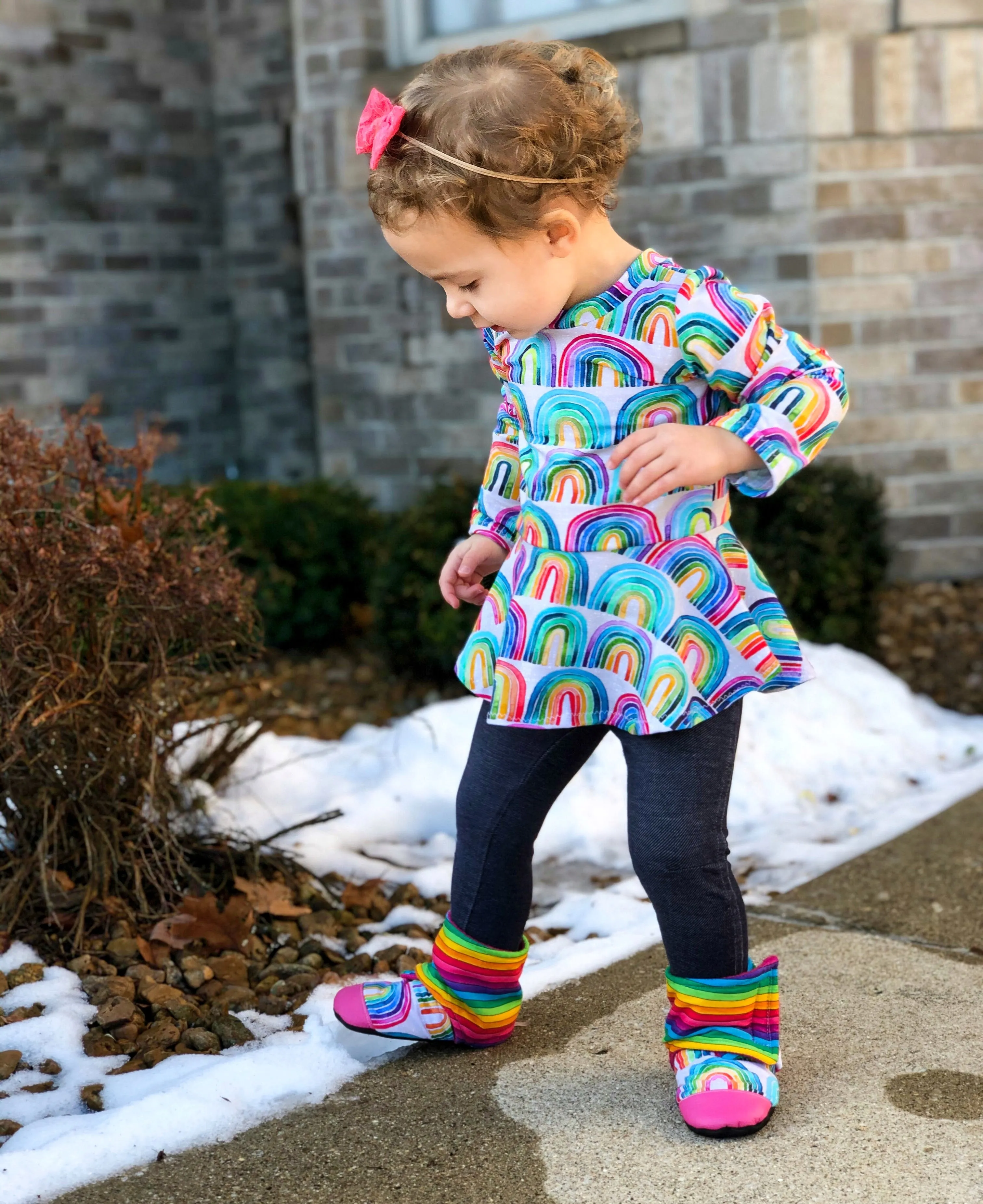 Watercolor Rainbow Stripe Wrap Around Boots
