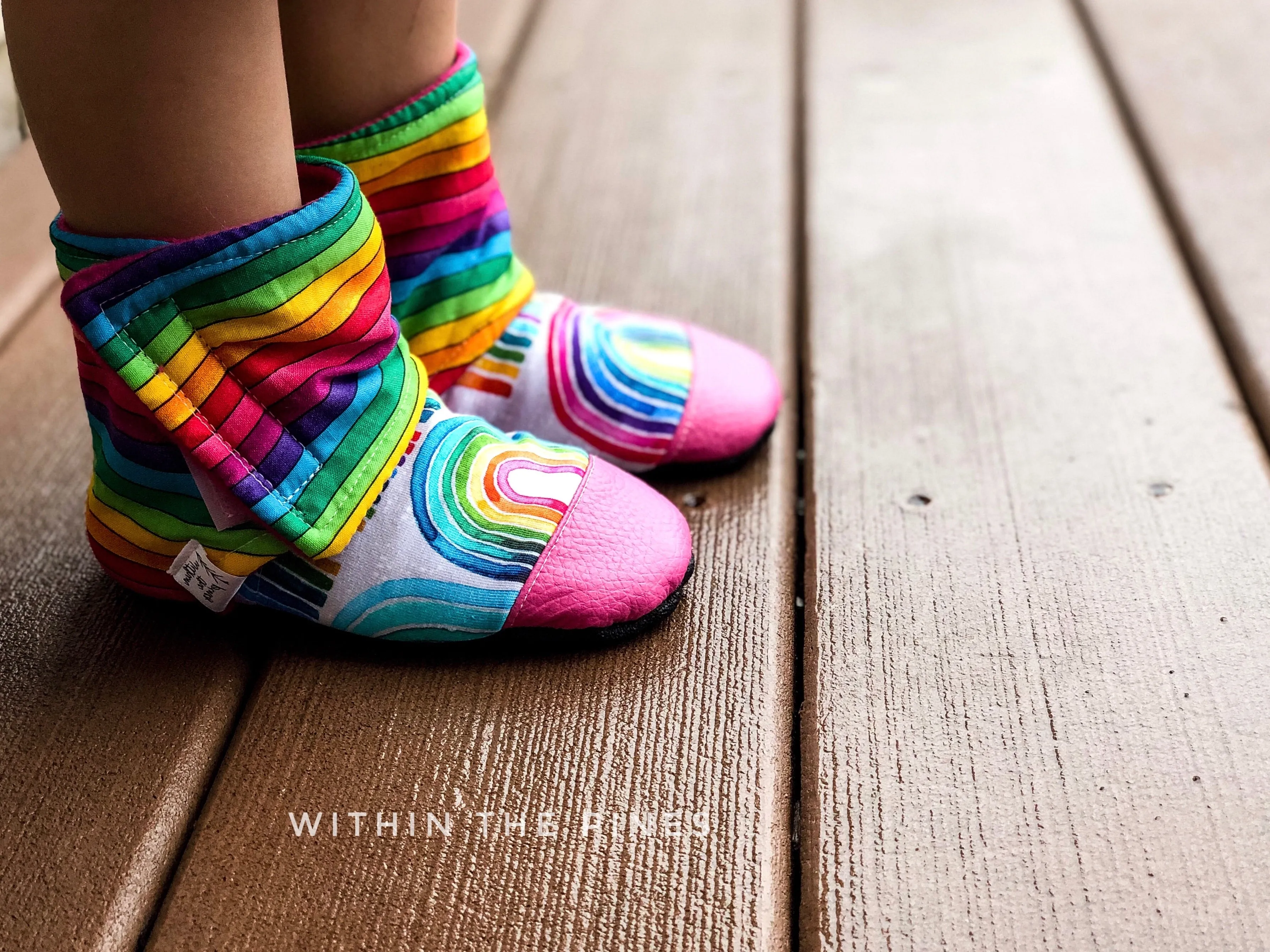 Watercolor Rainbow Stripe Wrap Around Boots